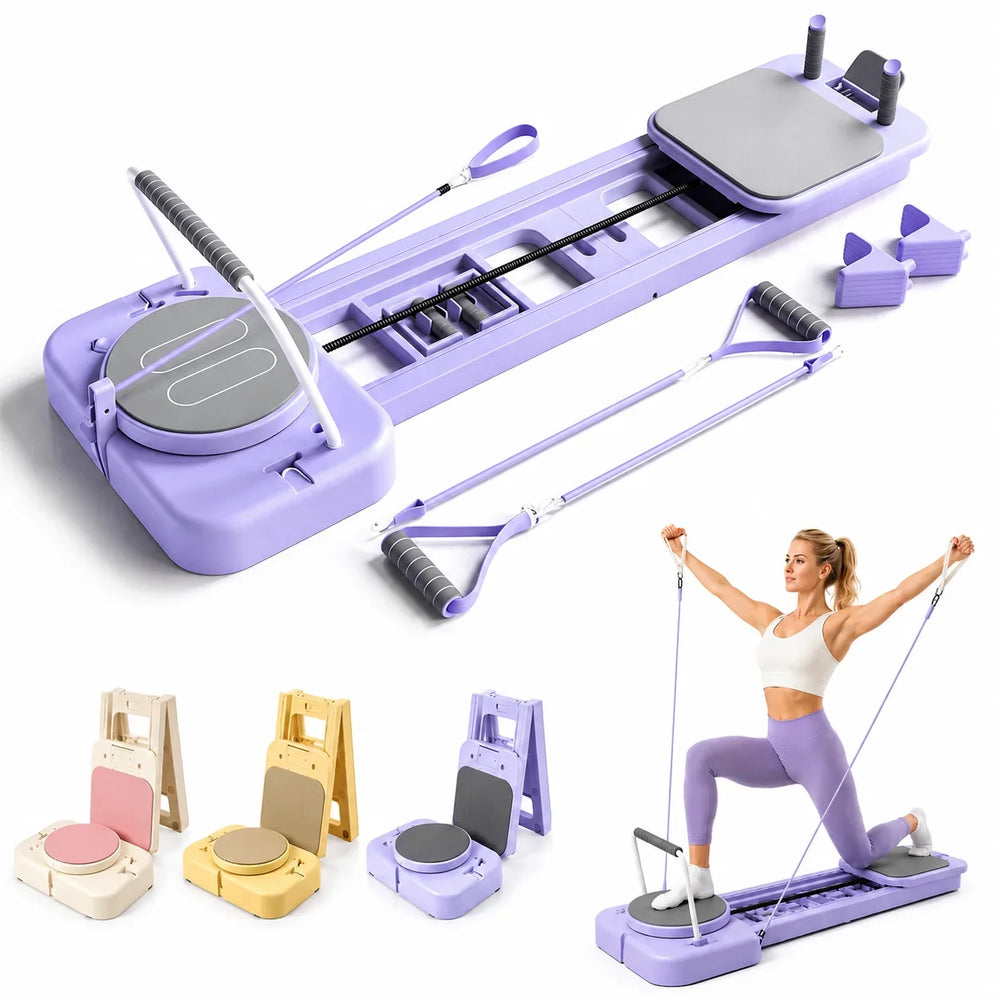 Foldable Portable Pilates Reformer Board with Resistance Bands Eco‑Friendly Home Body Workout Machine