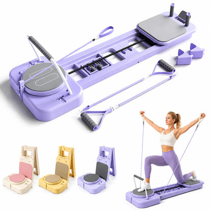 Foldable Portable Pilates Reformer Board with Resistance Bands Eco‑Friendly Home Body Workout Machine
