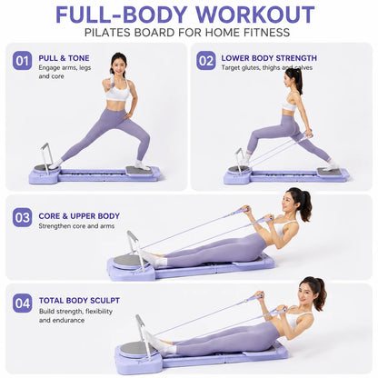Foldable Portable Pilates Reformer Board with Resistance Bands Eco‑Friendly Home Body Workout Machine