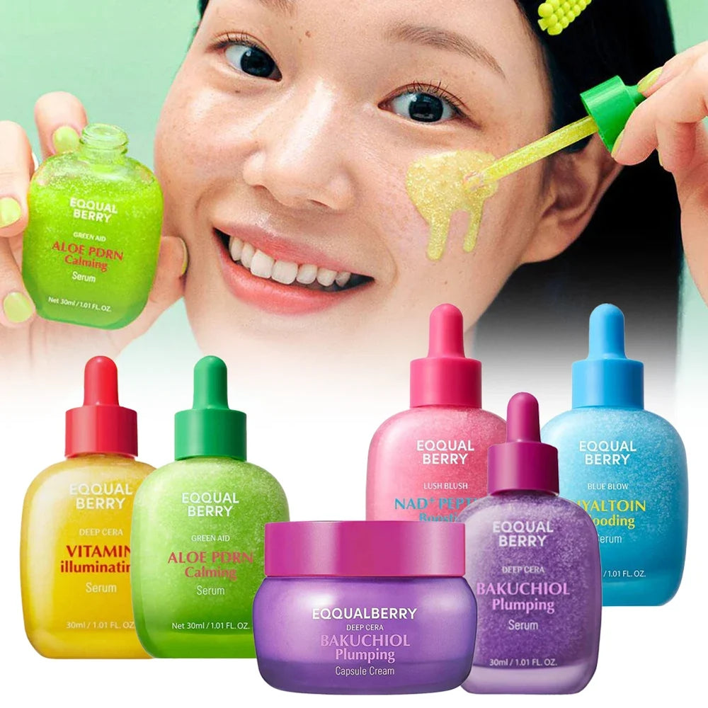 EQQUALBERRY Bakuchiol Plumping Serum with Ceramide & Peptides Facial Serum 30ml Firming and Plumping Capsule Face Cream Korean S