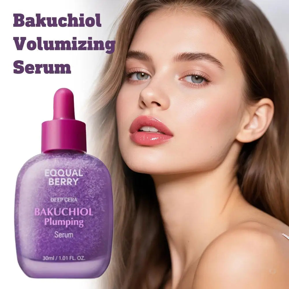 EQQUALBERRY Bakuchiol Plumping Serum with Ceramide & Peptides Facial Serum 30ml Firming and Plumping Capsule Face Cream Korean S