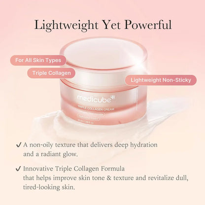 MEDICUBE TRIPLE COLLAGEN CREAM 4.0_50ml_LR, Soft Skin Touch, Rich Texture, Korean Cosmetics, Korean Skincare