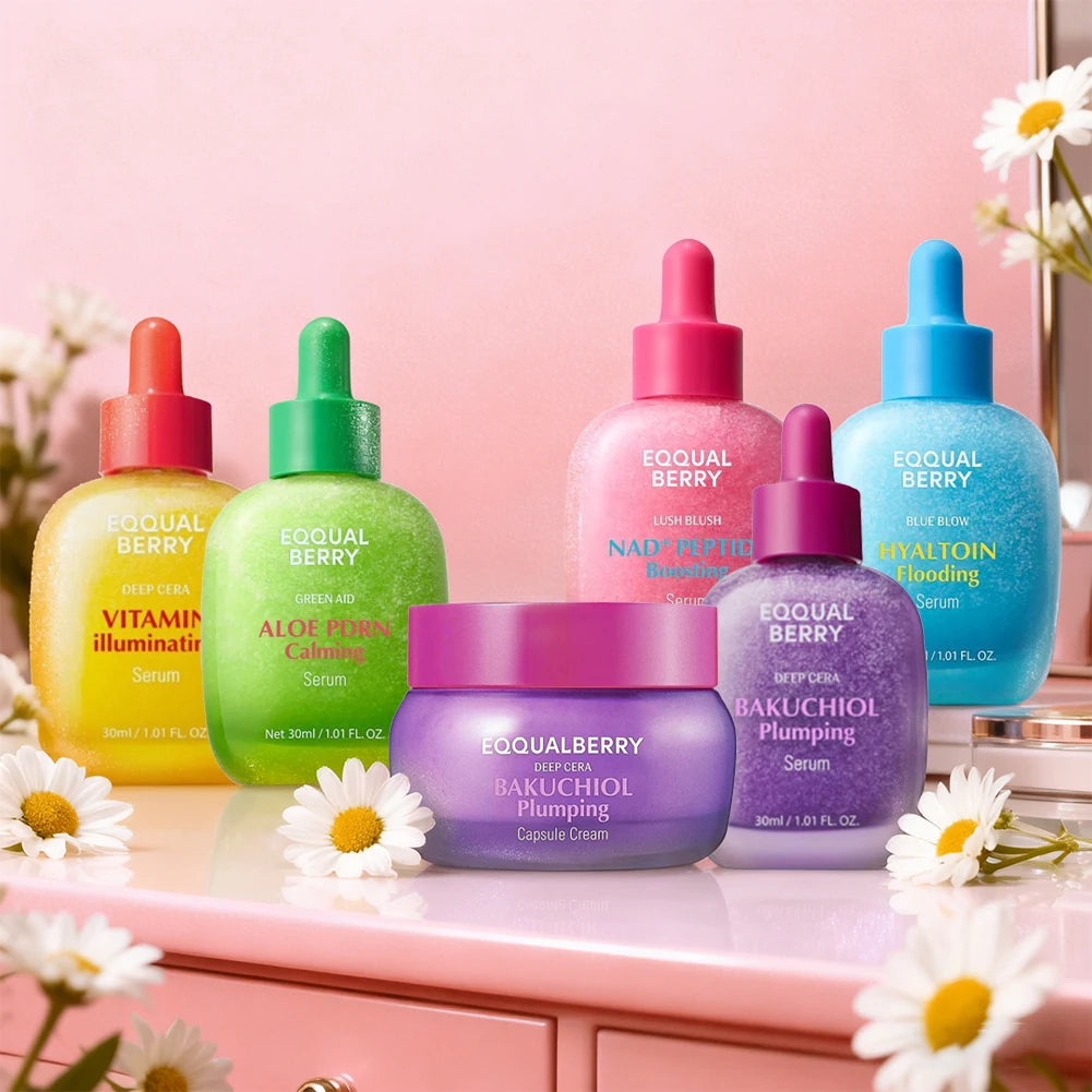 EQQUALBERRY Bakuchiol Plumping Serum with Ceramide & Peptides Facial Serum 30ml Firming and Plumping Capsule Face Cream Korean S