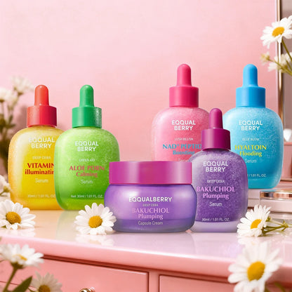 EQQUALBERRY Bakuchiol Plumping Serum with Ceramide & Peptides Facial Serum 30ml Firming and Plumping Capsule Face Cream Korean S