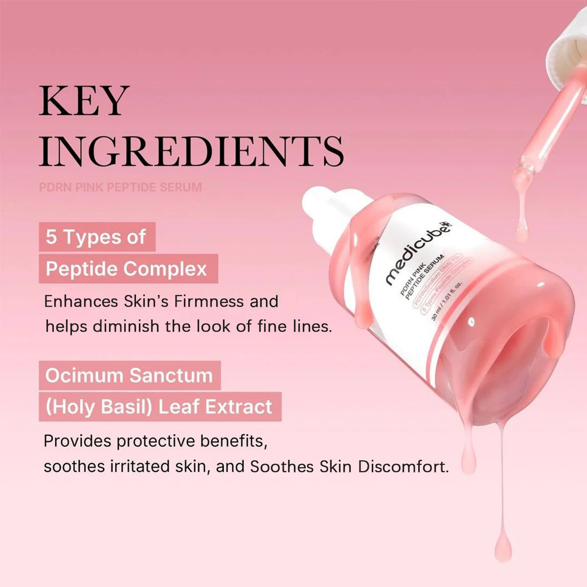 Medicube Salmon DNA PDRN Pink Peptide Serum,Smooth&Fast-Absorbing,Refreshing&Non-Sticky,Korean Skincare,K-Beauty,Korean Makeup