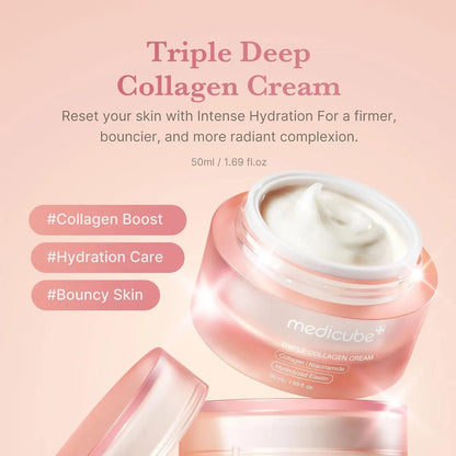 MEDICUBE TRIPLE COLLAGEN CREAM 4.0_50ml_LR, Soft Skin Touch, Rich Texture, Korean Cosmetics, Korean Skincare